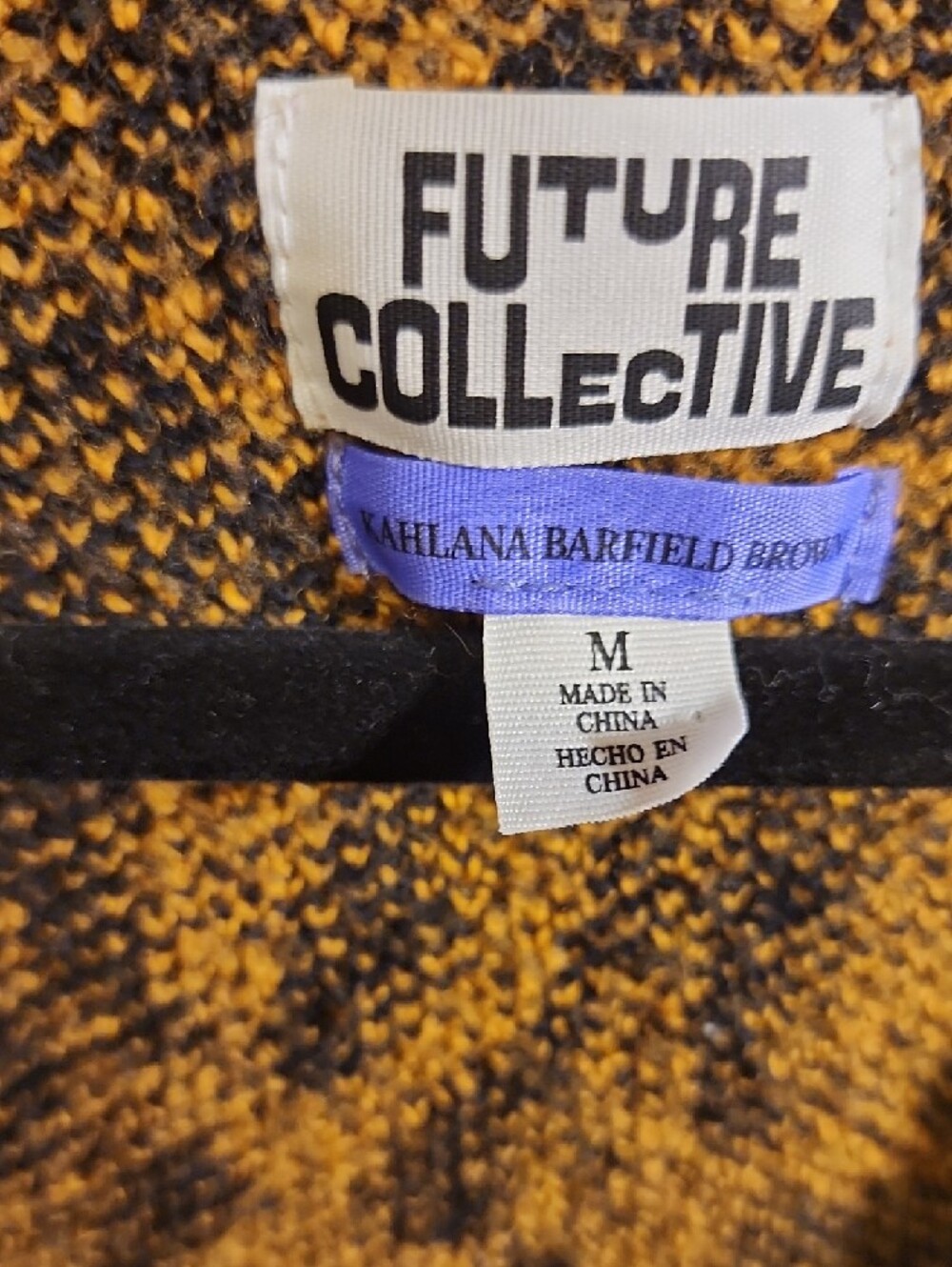 Future Collective Leopard Jacquard Cardigan in Mustard & Black - Picture 2 of 2